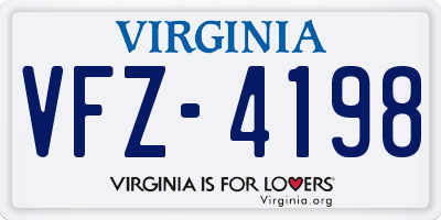 VA license plate VFZ4198