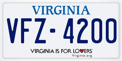 VA license plate VFZ4200