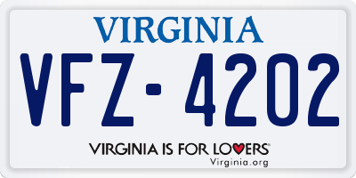 VA license plate VFZ4202