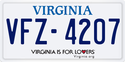 VA license plate VFZ4207