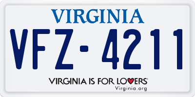 VA license plate VFZ4211
