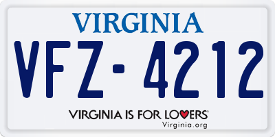 VA license plate VFZ4212