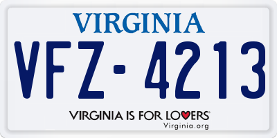 VA license plate VFZ4213