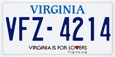 VA license plate VFZ4214