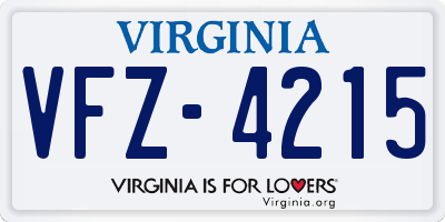 VA license plate VFZ4215