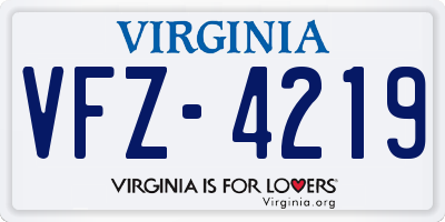 VA license plate VFZ4219