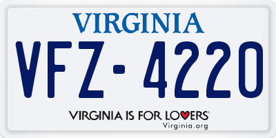 VA license plate VFZ4220