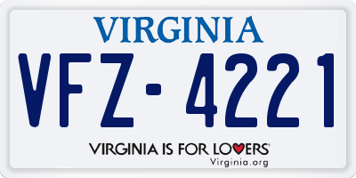 VA license plate VFZ4221