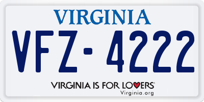 VA license plate VFZ4222