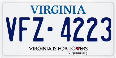 VA license plate VFZ4223