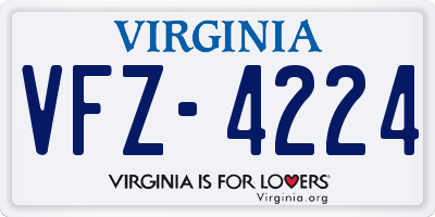 VA license plate VFZ4224