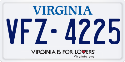 VA license plate VFZ4225