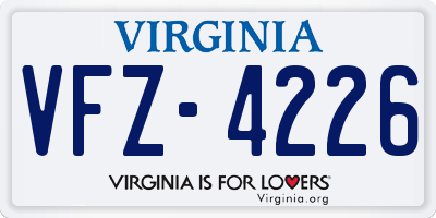 VA license plate VFZ4226