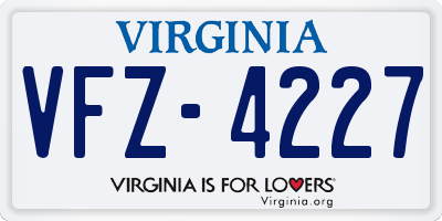 VA license plate VFZ4227