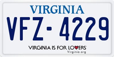 VA license plate VFZ4229