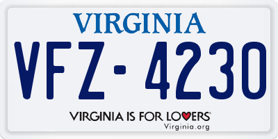 VA license plate VFZ4230