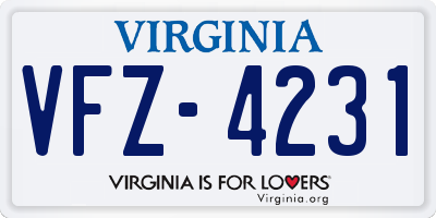 VA license plate VFZ4231