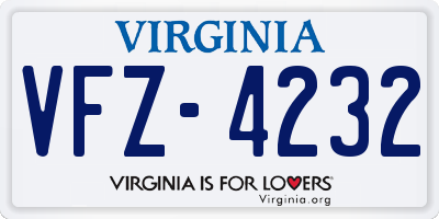 VA license plate VFZ4232