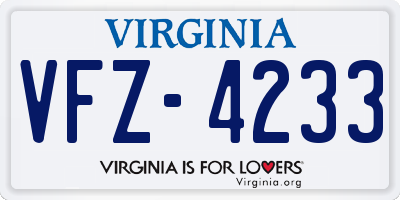 VA license plate VFZ4233