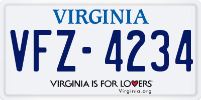VA license plate VFZ4234