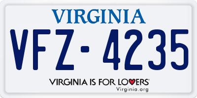 VA license plate VFZ4235