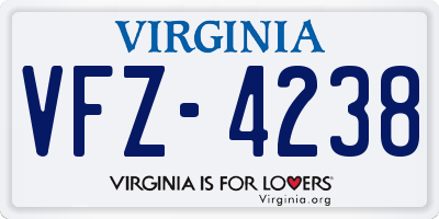 VA license plate VFZ4238