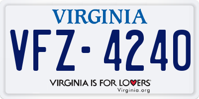 VA license plate VFZ4240