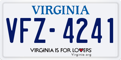 VA license plate VFZ4241