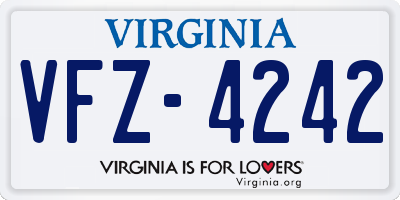 VA license plate VFZ4242