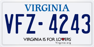 VA license plate VFZ4243