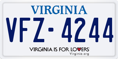 VA license plate VFZ4244