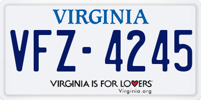 VA license plate VFZ4245