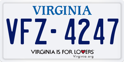VA license plate VFZ4247