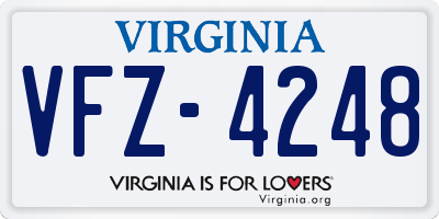 VA license plate VFZ4248