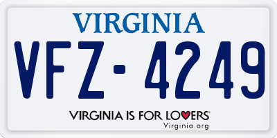 VA license plate VFZ4249