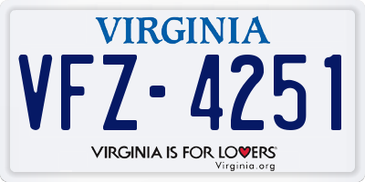 VA license plate VFZ4251