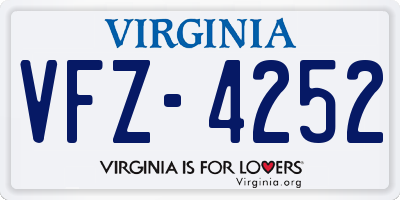 VA license plate VFZ4252