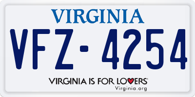 VA license plate VFZ4254