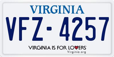 VA license plate VFZ4257