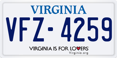 VA license plate VFZ4259