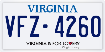 VA license plate VFZ4260