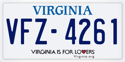 VA license plate VFZ4261