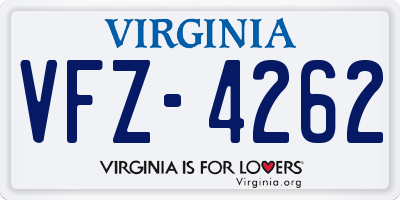 VA license plate VFZ4262
