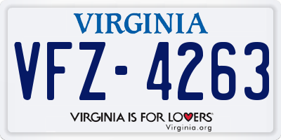 VA license plate VFZ4263