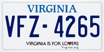 VA license plate VFZ4265