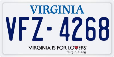 VA license plate VFZ4268