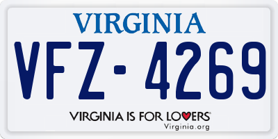 VA license plate VFZ4269
