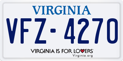 VA license plate VFZ4270