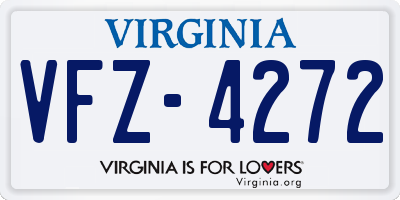 VA license plate VFZ4272