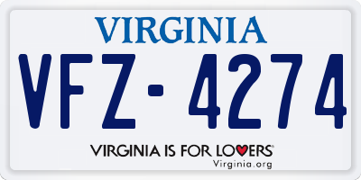 VA license plate VFZ4274